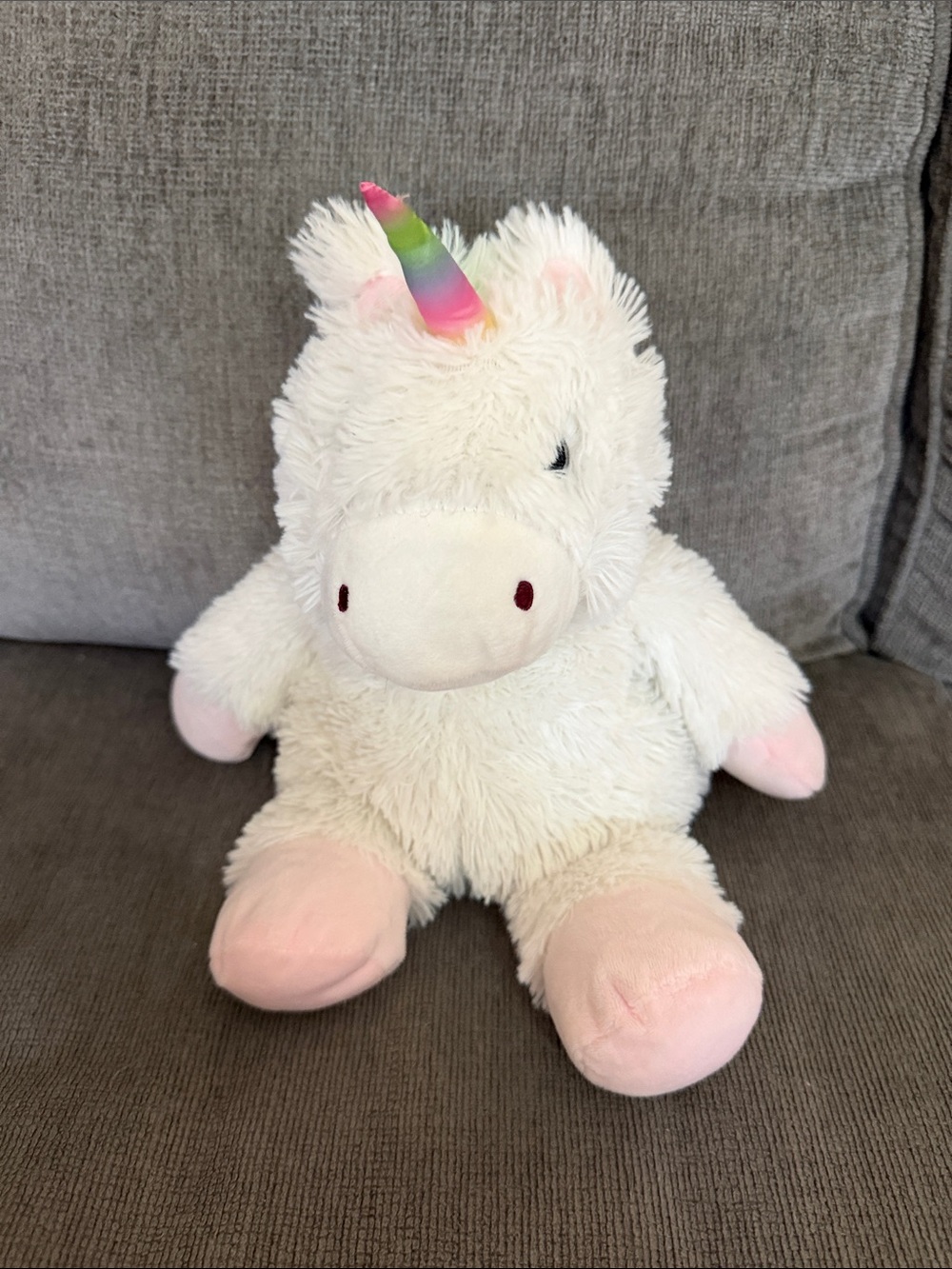Plush White Unicorn Stuffed Animal with Rainbow Horn - Warmies